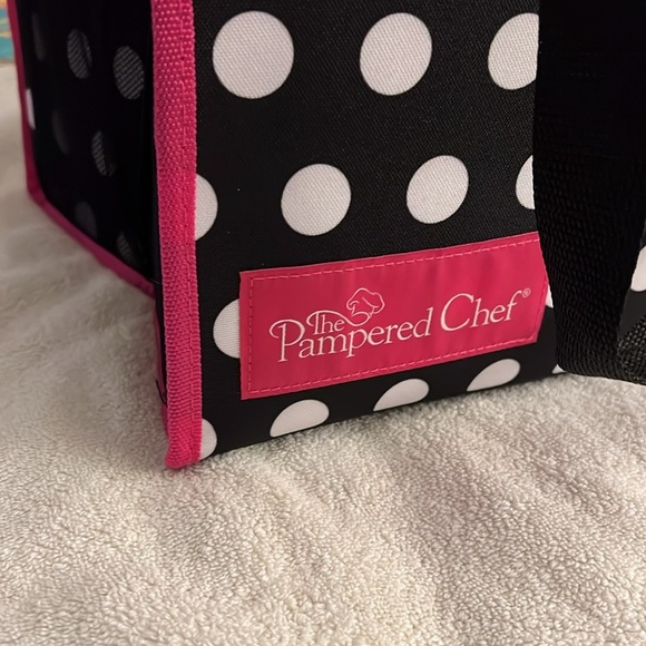 The Pampered Chef Black and Pink Tote with Polka Dots - Picture 3 of 7